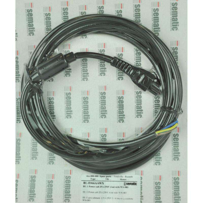 BL-E066AAWX02 | 1 X POWER CABLE FOR SDS CONTROLLER 2,5A 250V L=4MT WITH WS-083 CONNECTOR BL-E066AAWX02 | 1 X POWER CABLE FOR SDS CONTROLLER 2,5A 250V L=4MT WITH WS-083 CONNECTOR
